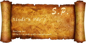 Sisák Pál névjegykártya